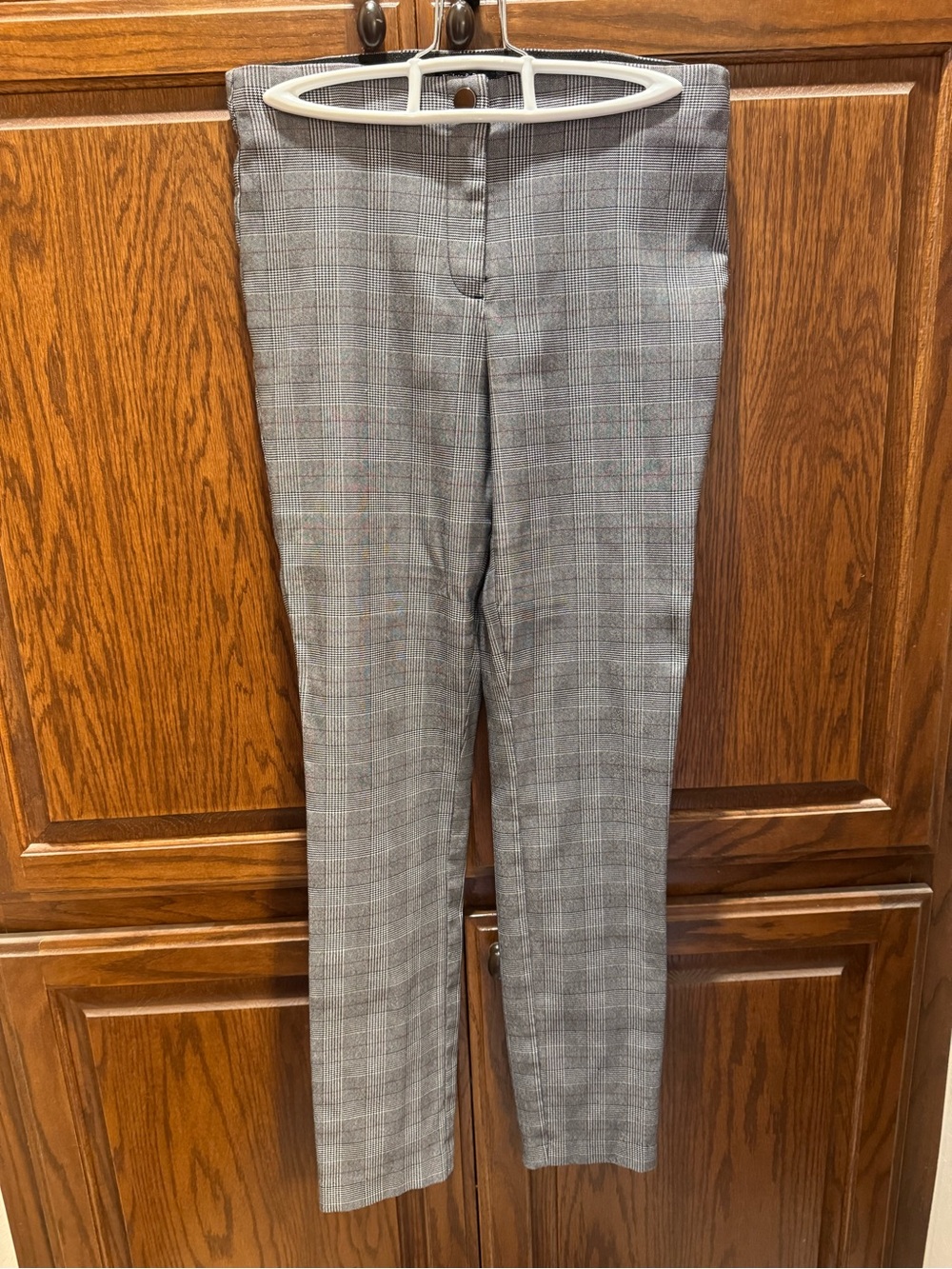 Gray Plaid Slim Dress Pants